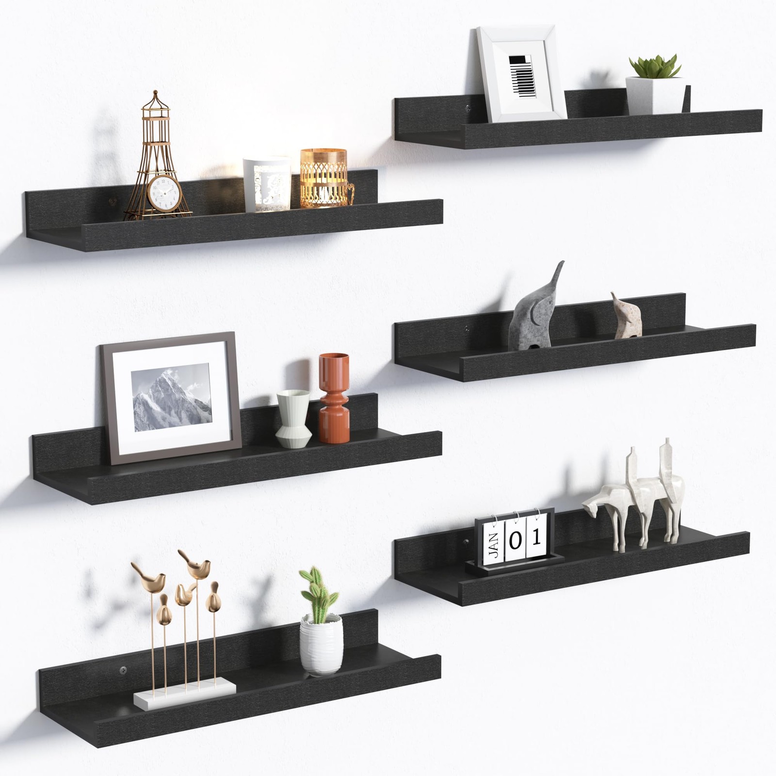 upsimples Floating Shelves for Wall, Wall Decor 15.7in, Black
