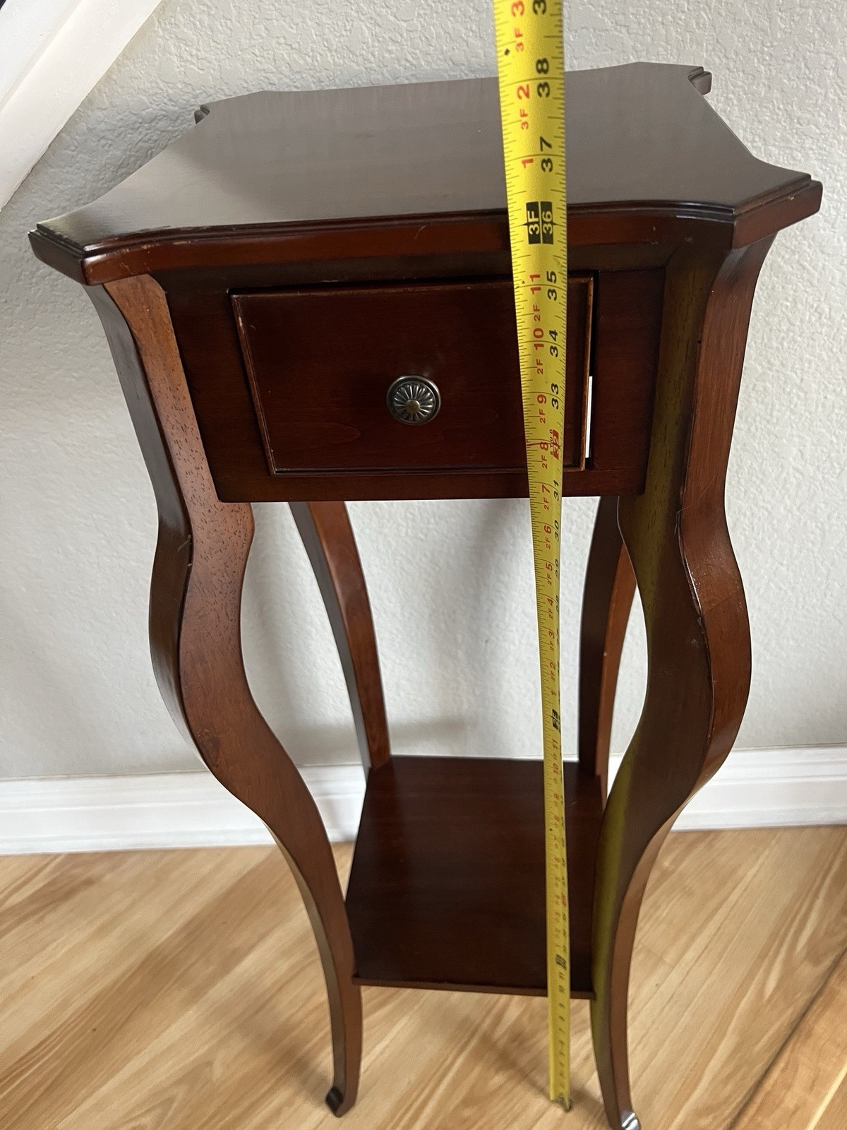 Vintage The Bombay Company Mahogany Plant Stand Table With Drawer 36” Tall