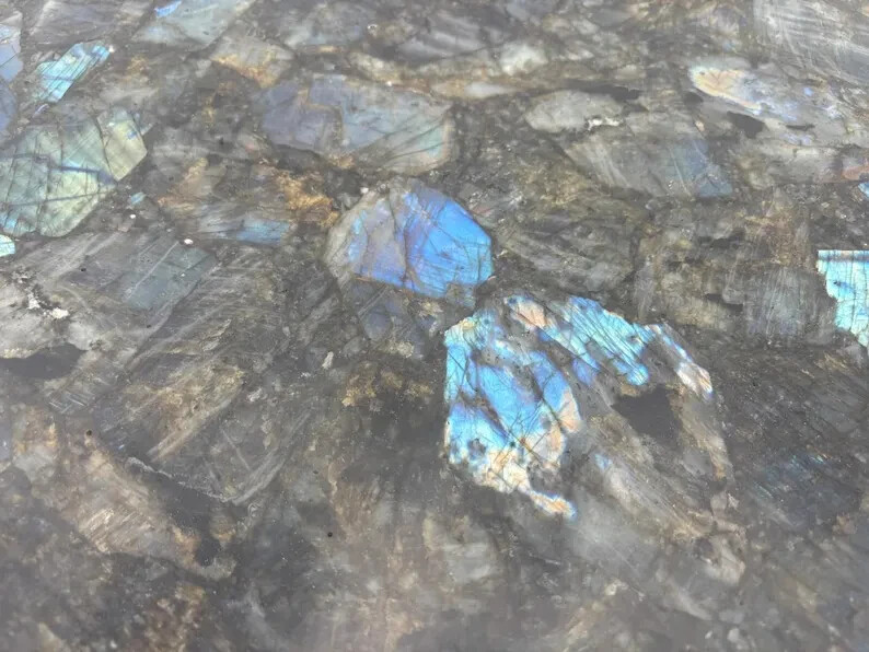 Labradorite Crystal Table Coffee & Side Table Top Home Decor, Gemstone Table