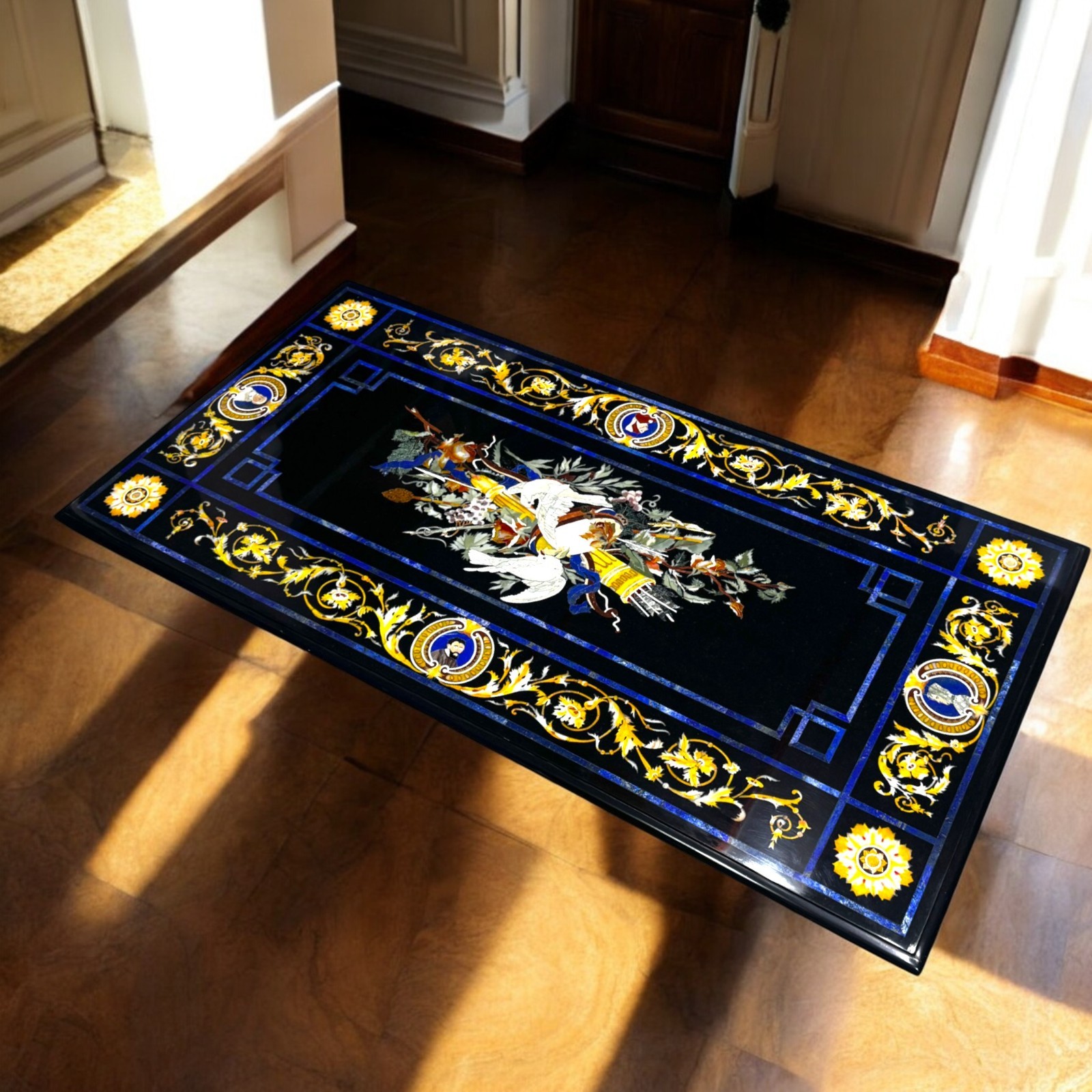 4ft x 2ft Beautiful Coffee Table Top Marble Inlaid Pietra Dura Floral Voge…