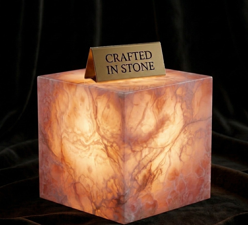 Luxury Pink Onyx Side Table | Natural Stone Cube Pedestal Plinth Display Stand