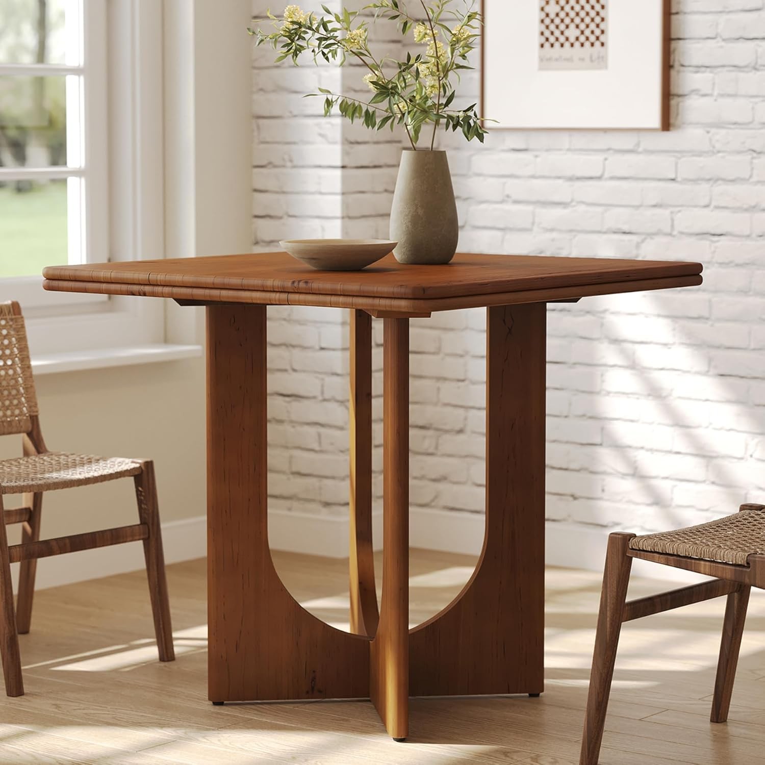 Square Dining Table for 2-4 People, 31.5” Wooden Small Dinner Table for Kitchen