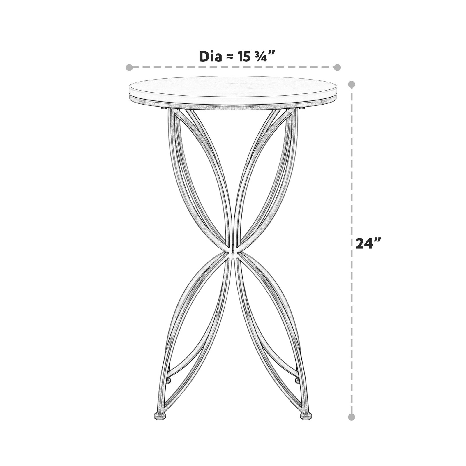 H 24 in. x Dia. 15.7 in. White Quartz Stone Table Top Accent Table