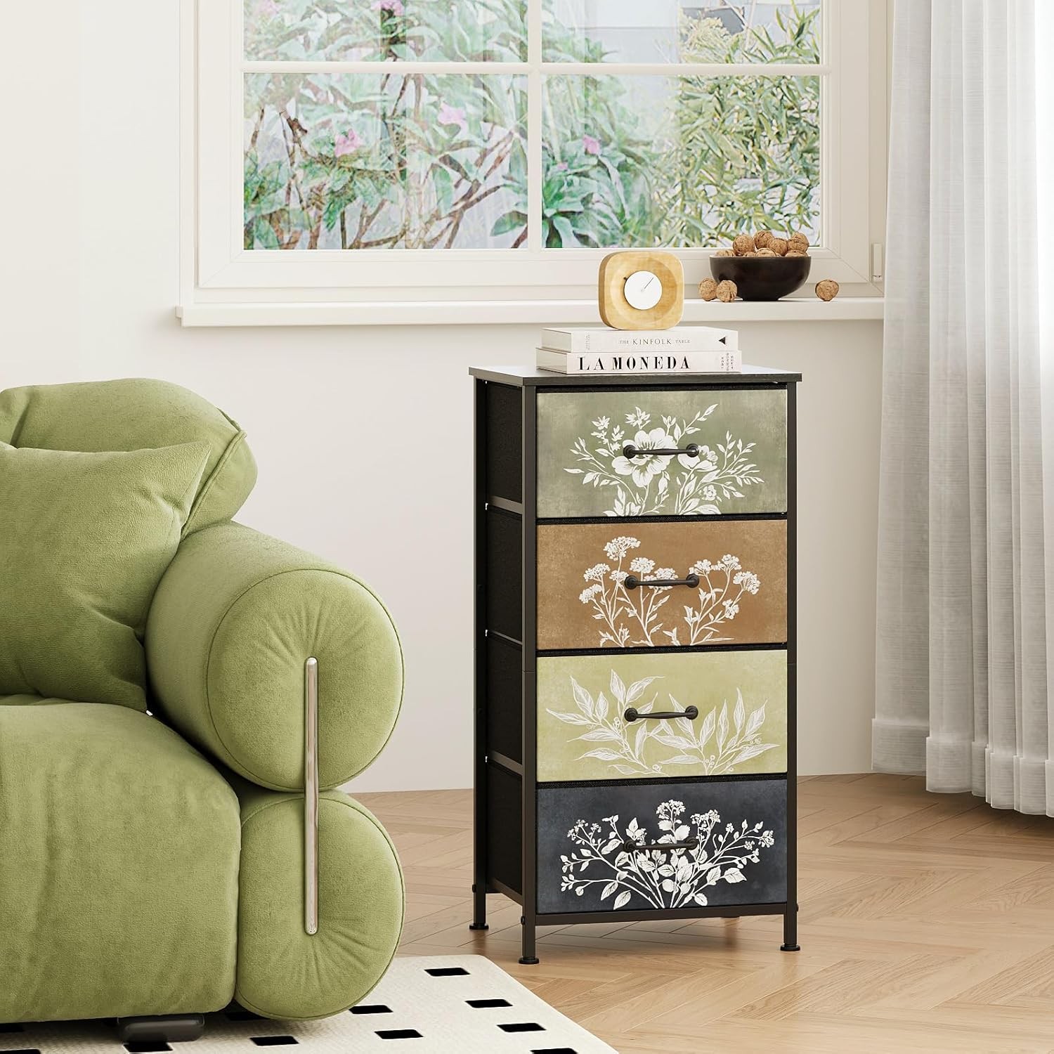 Tohomeor Vintage Dresser 11.8D x 15.8W x 31.5H (4 Drawers), Multi Color