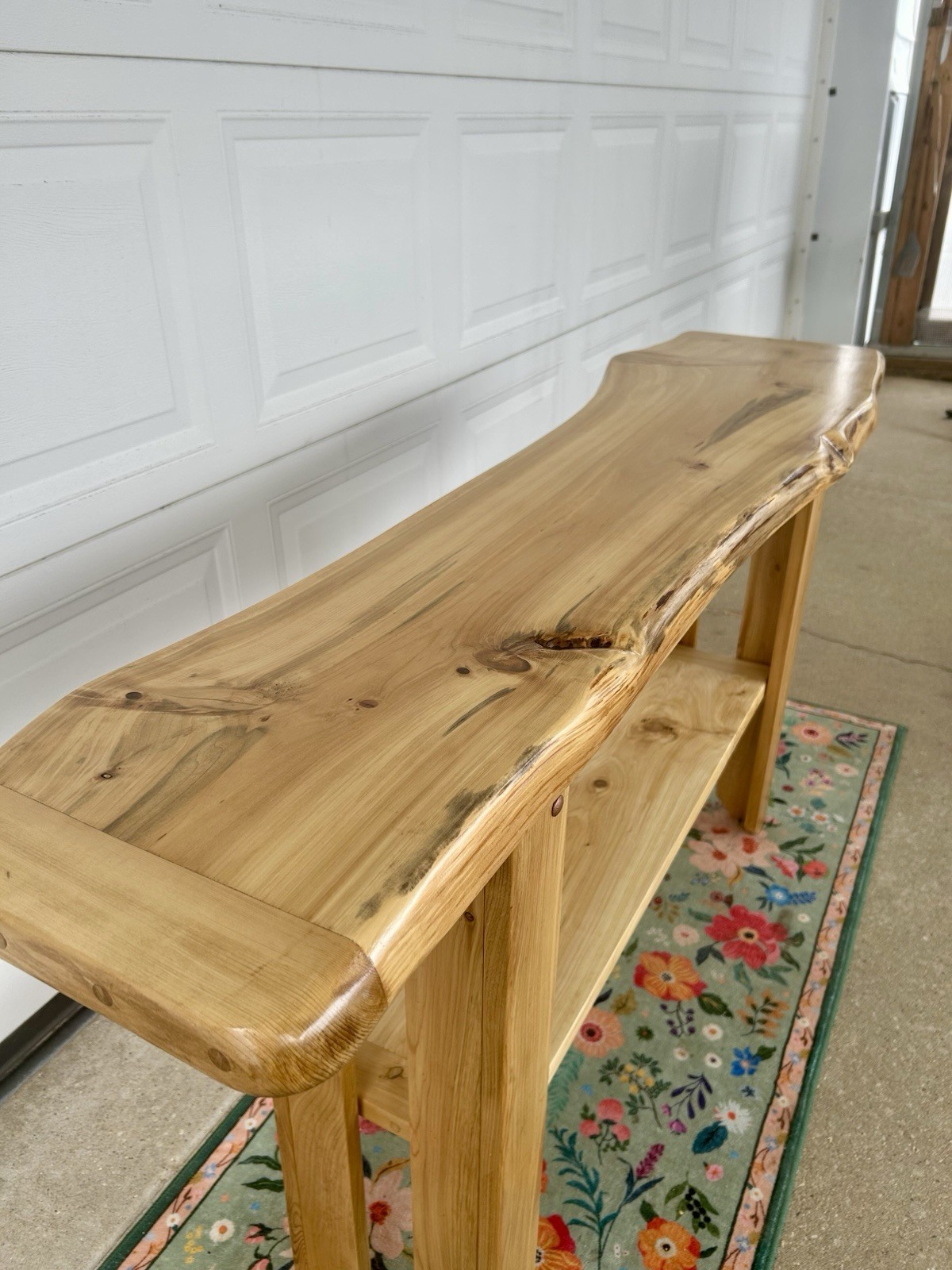 Thick Live Edge Sofa Entry Table 57″x16″ Natural Finish Northern White Cedar