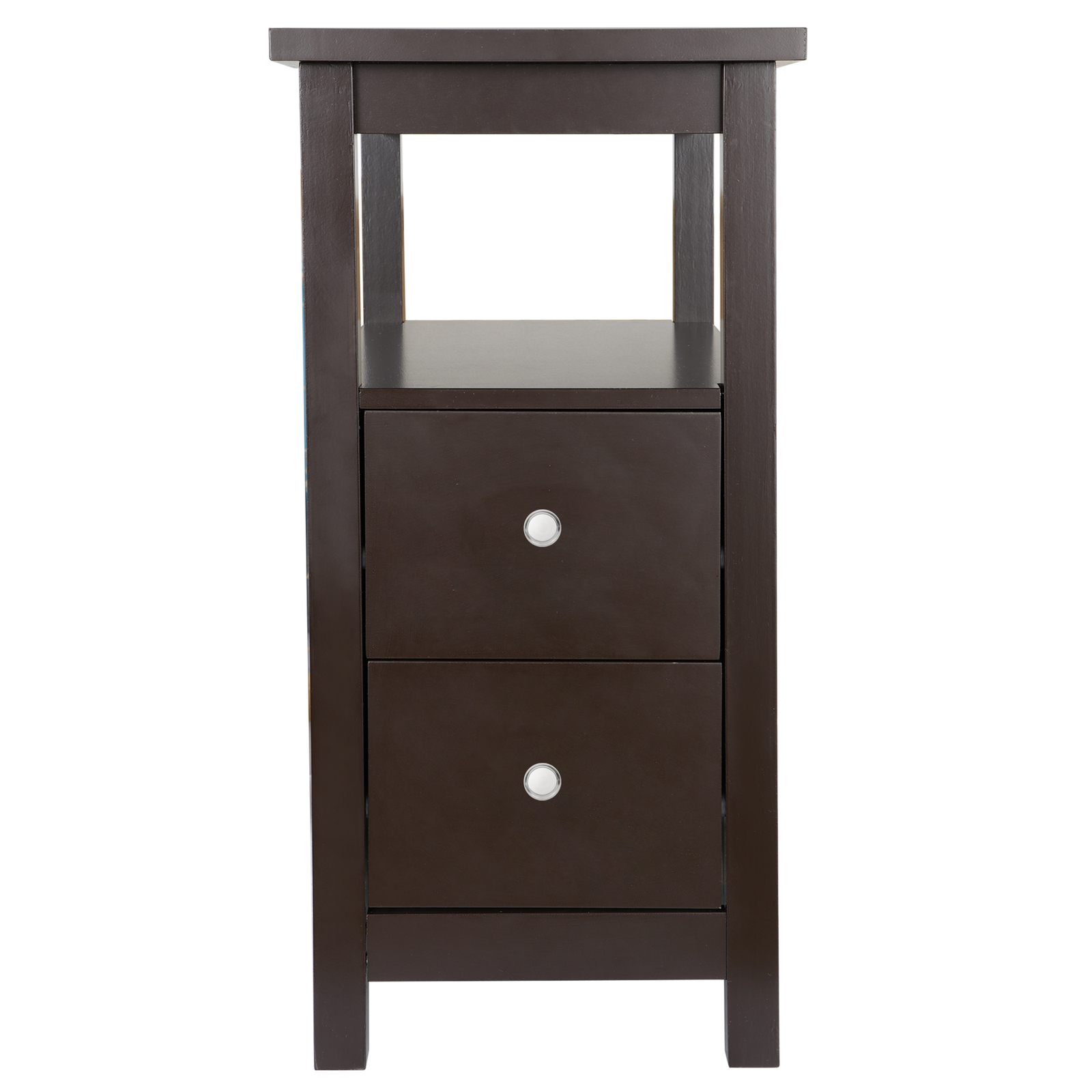 Chairside End Table with 2 Drawer and Shelf Narrow Side Table Home Decor Storage