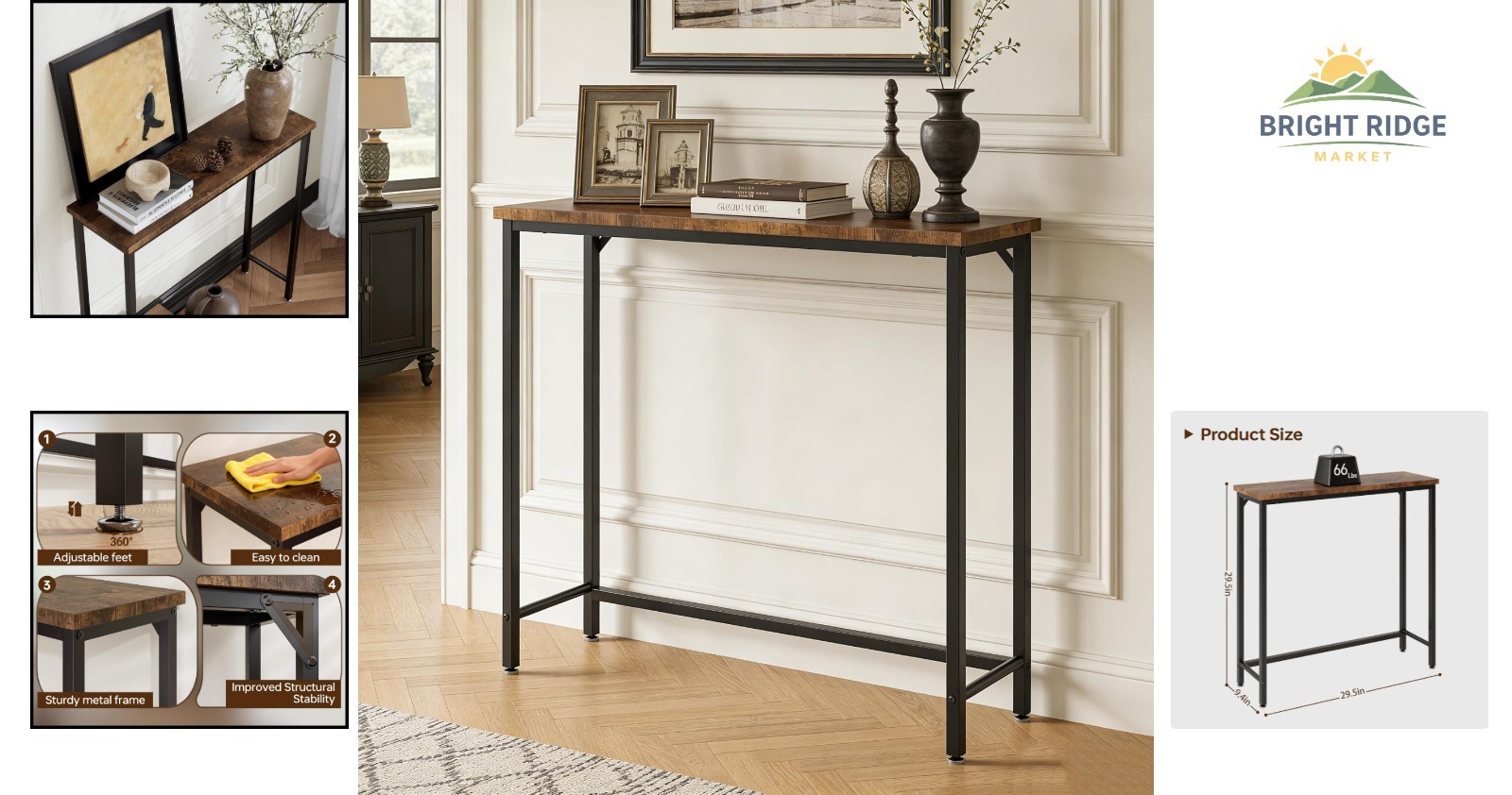 Small Space Console Table with Heavy Duty Design and Anti-Tip Features
