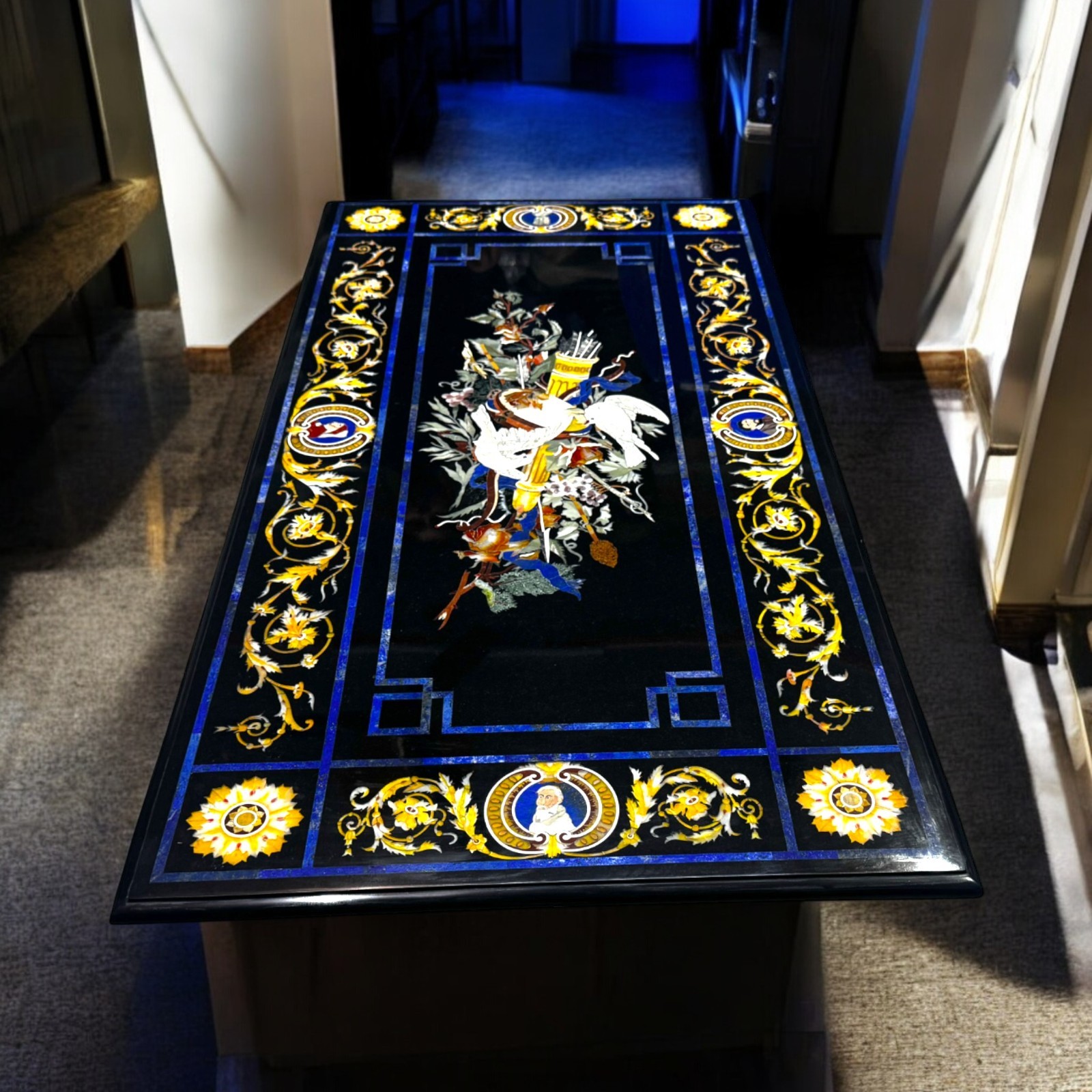 4ft x 2ft Beautiful Coffee Table Top Marble Inlaid Pietra Dura Floral Voge…