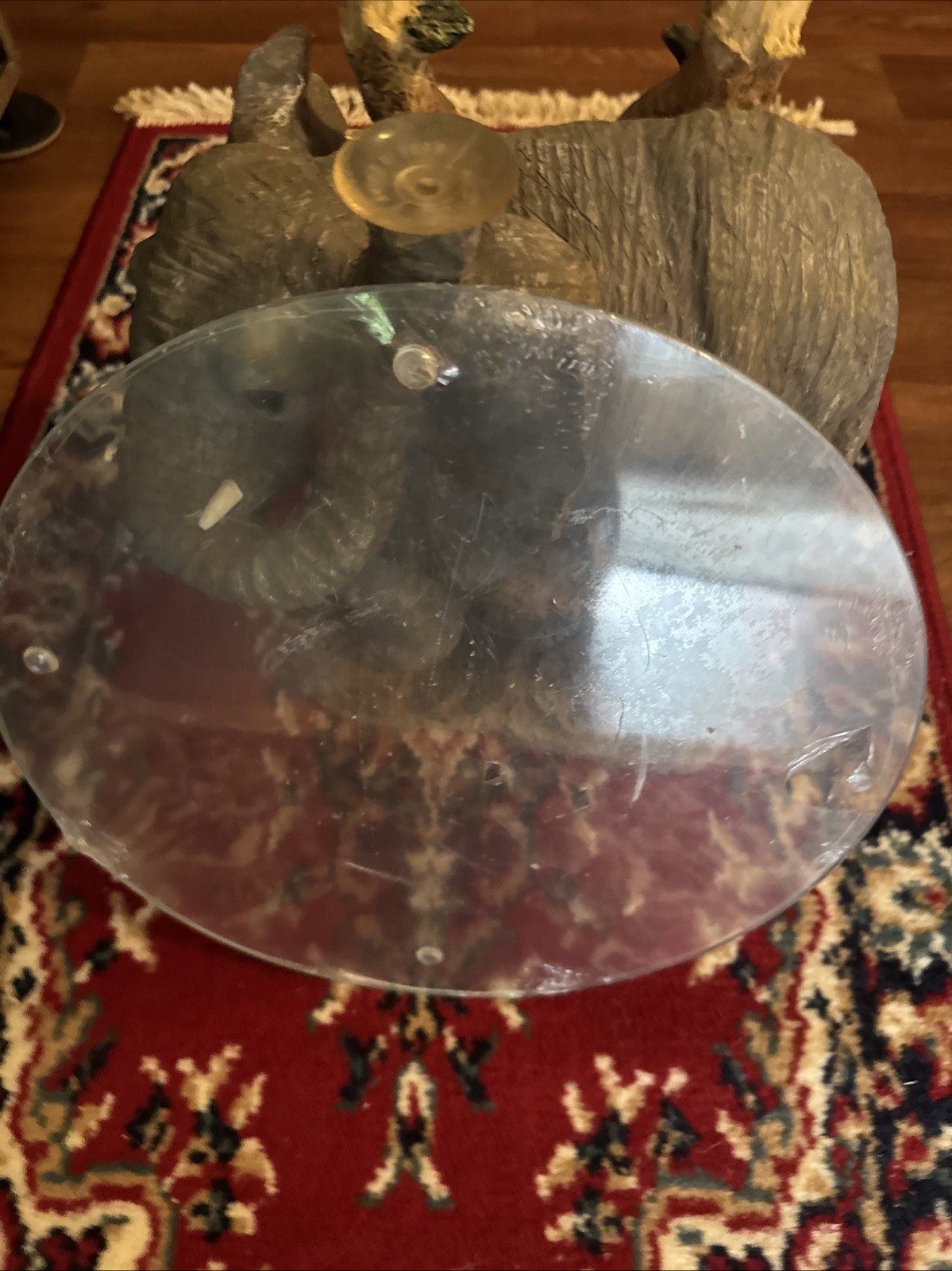 Elephant Glass Top Side Table Plant Stand 12″ 2079