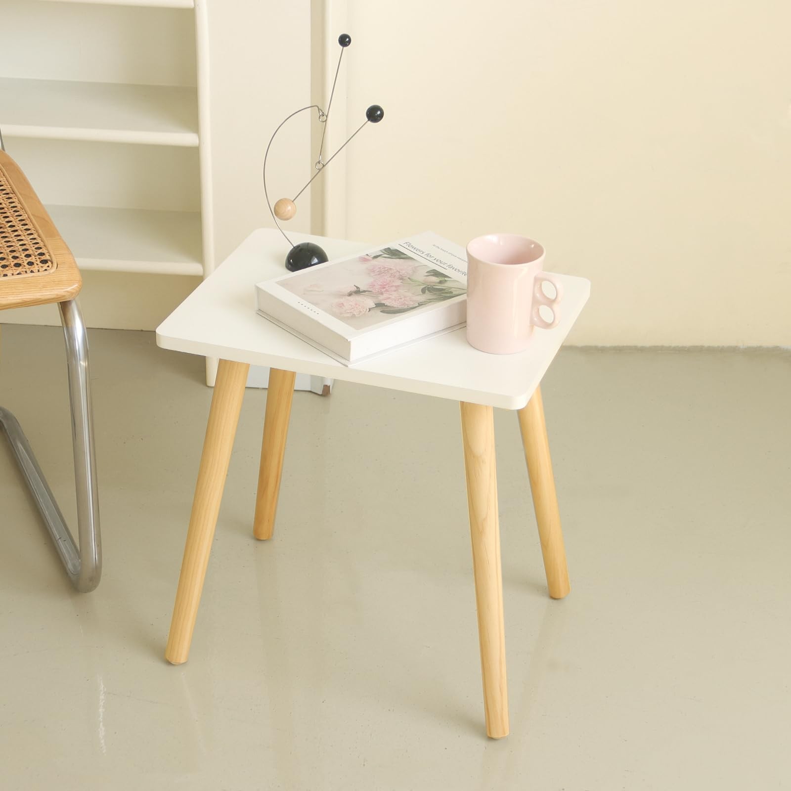 AWASEN Side Table, Small End Accent Table for 11.8”x15.8”x16.5”, White