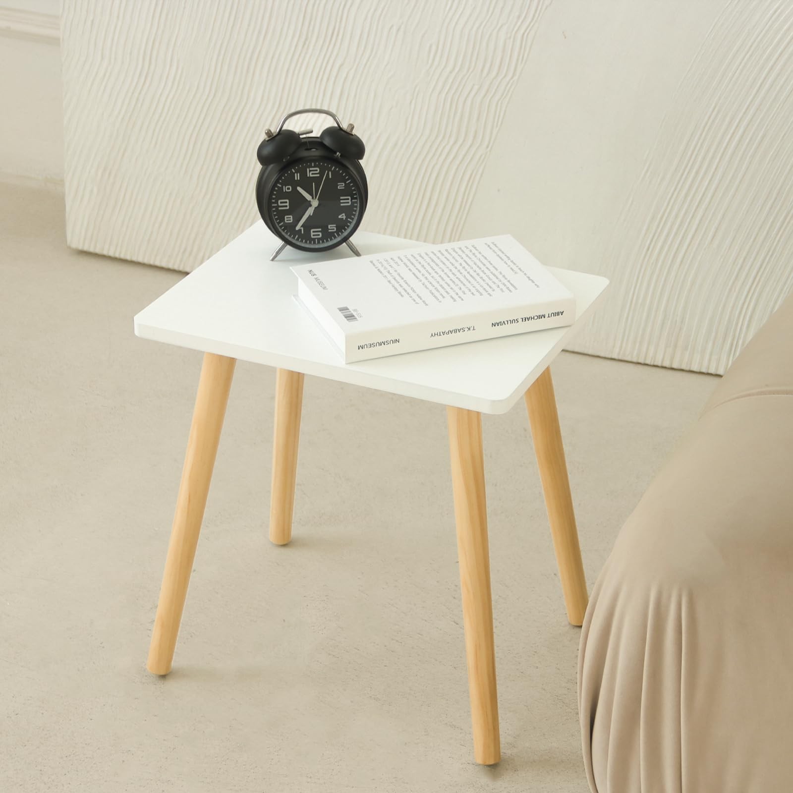 AWASEN Side Table, Small End Accent Table for 11.8”x15.8”x16.5”, White
