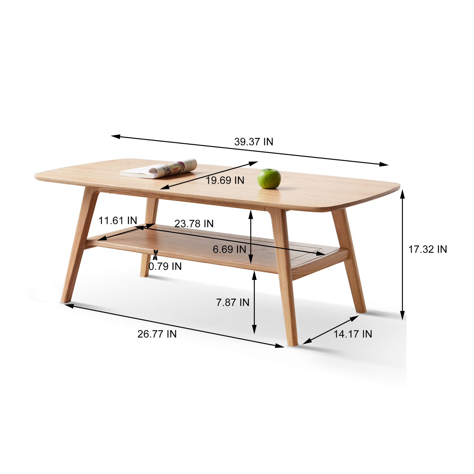 39in 100% Solid Wood Dining Table Top Plate Coffee Table Storage Shelf Outdoor