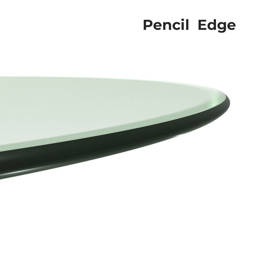 Clear Tempered Glass Table Top 24″ Inch 3/8″ Inch Thick w/ Pencil Polished Edge