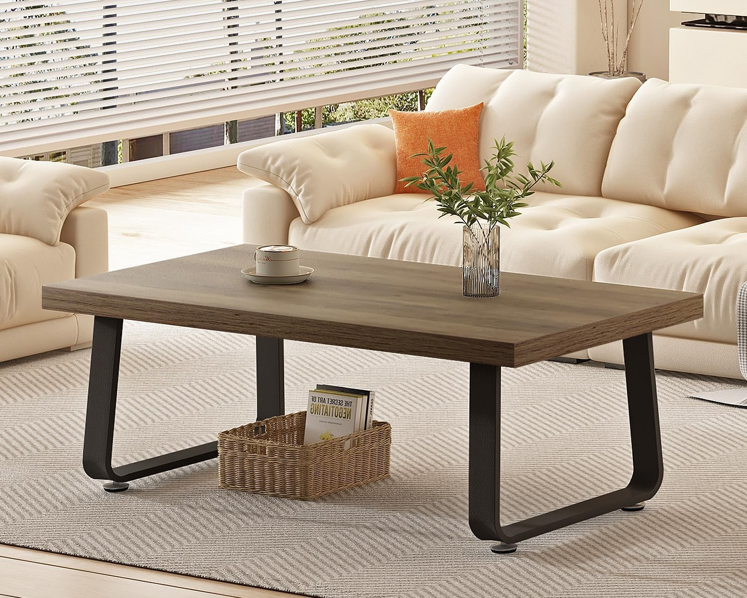 47″ Rustic Industrial Coffee Table – Modern Farmhouse Design for Any Room