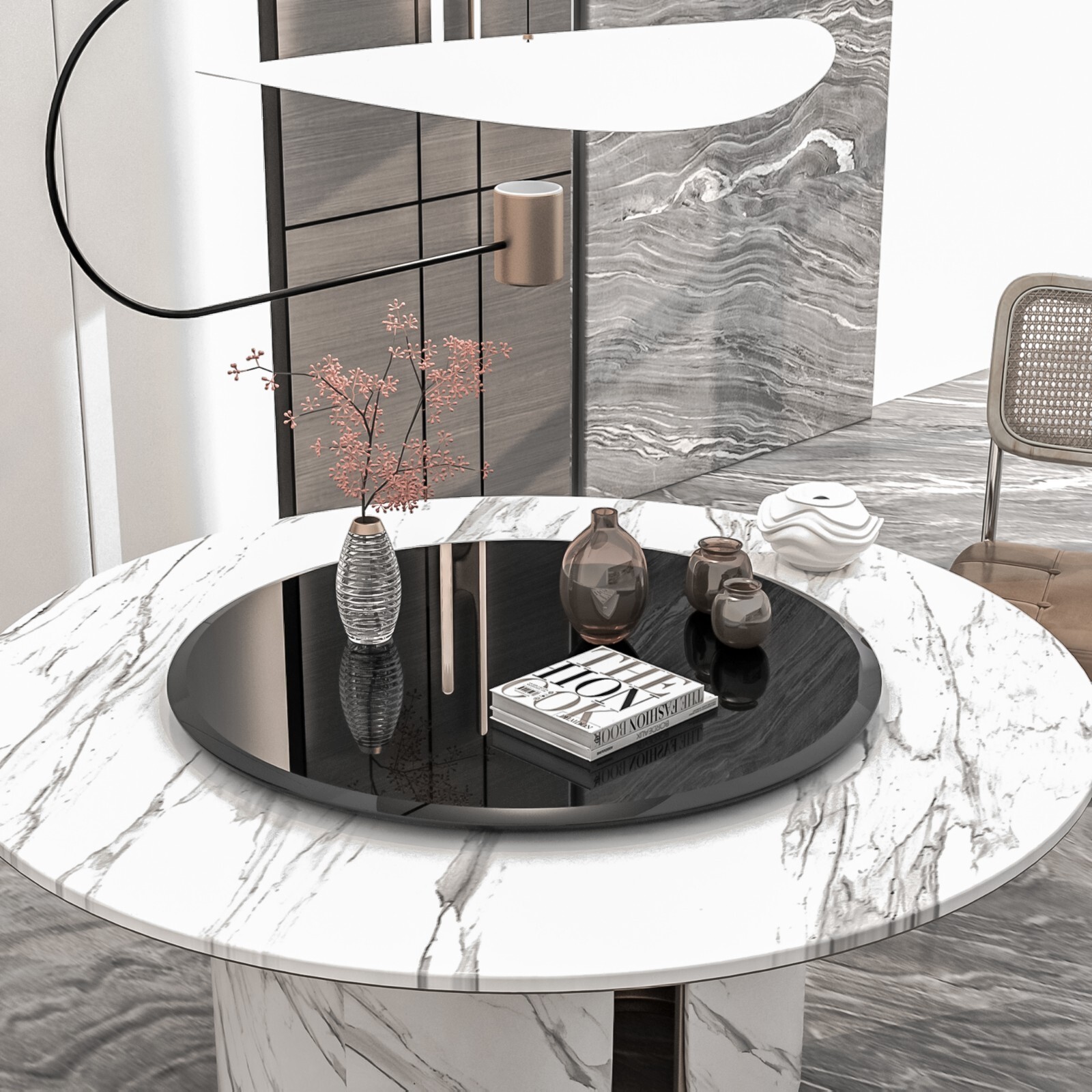 Round Black Tempered Glass Table Top 2/5” 3/8″ Thick Beveled Polished Edge