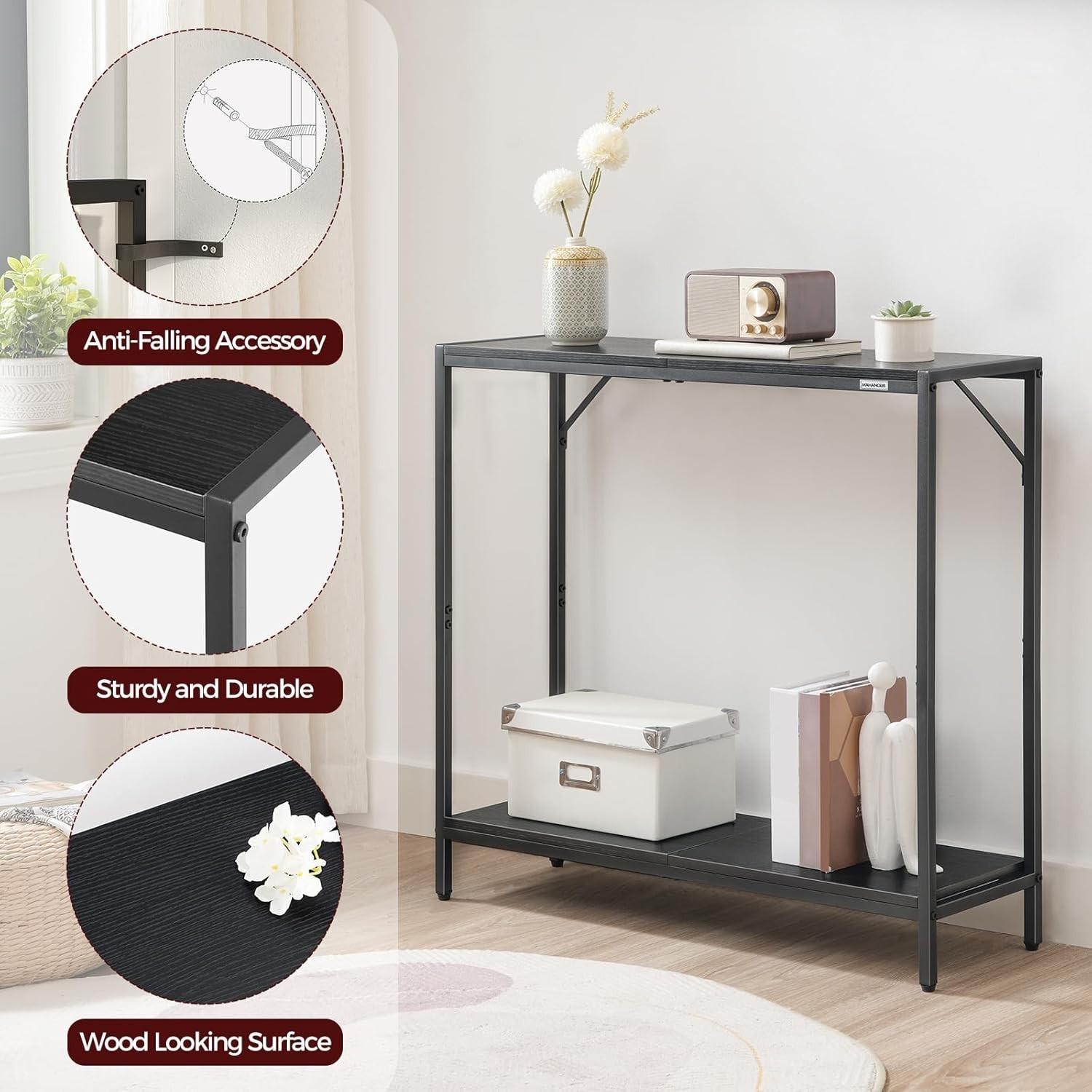 Space-Saving 2-Tier Console Table – 30” Entryway Table, Sturdy, Easy Assemble