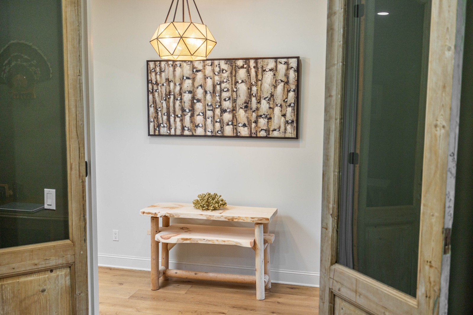 Southern Rustic Logwerks Log Console Table with Shelf Live Edge