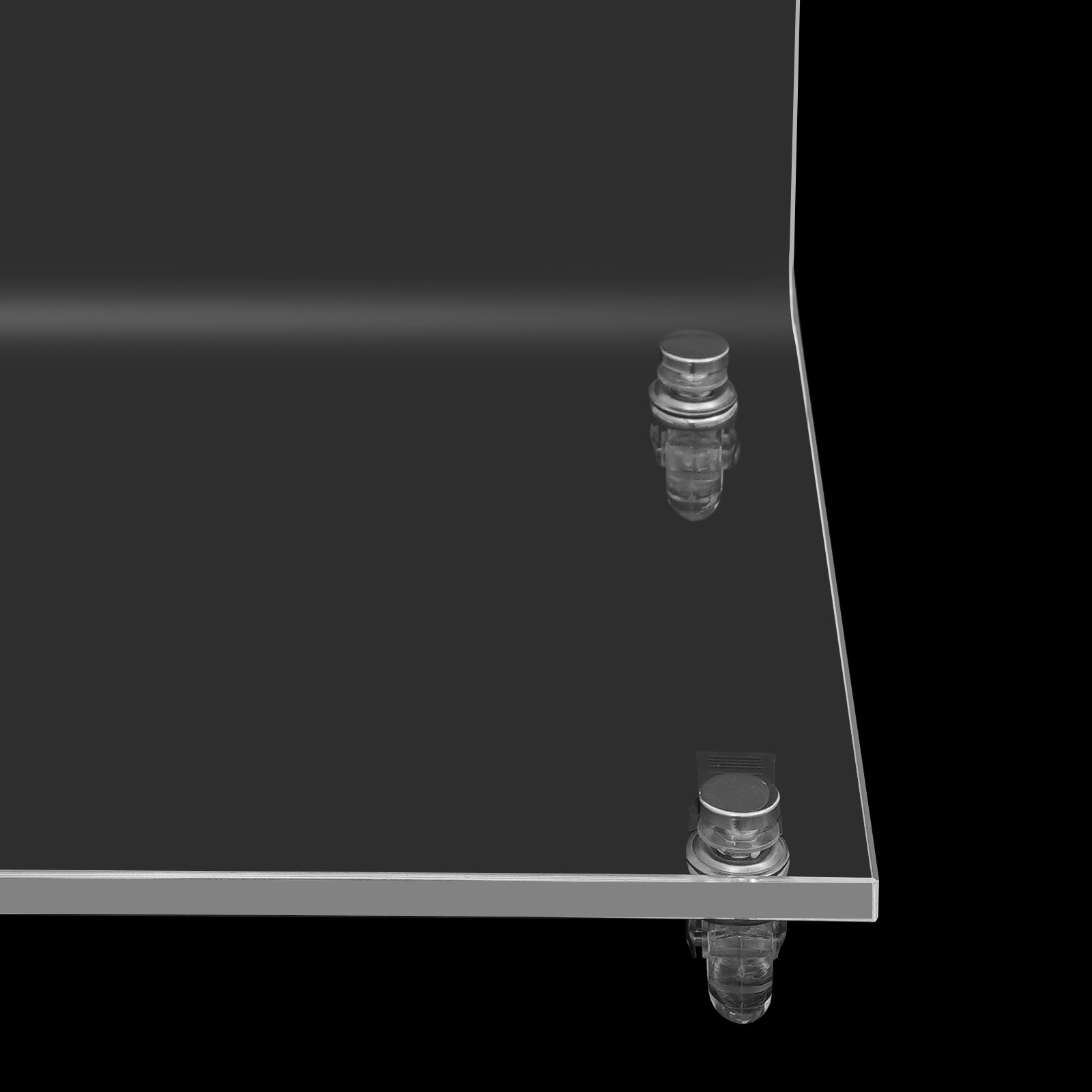 Clear Acrylic C-Shaped Side Table 13.8 × 13.8 × 22 In With 4 Wheels