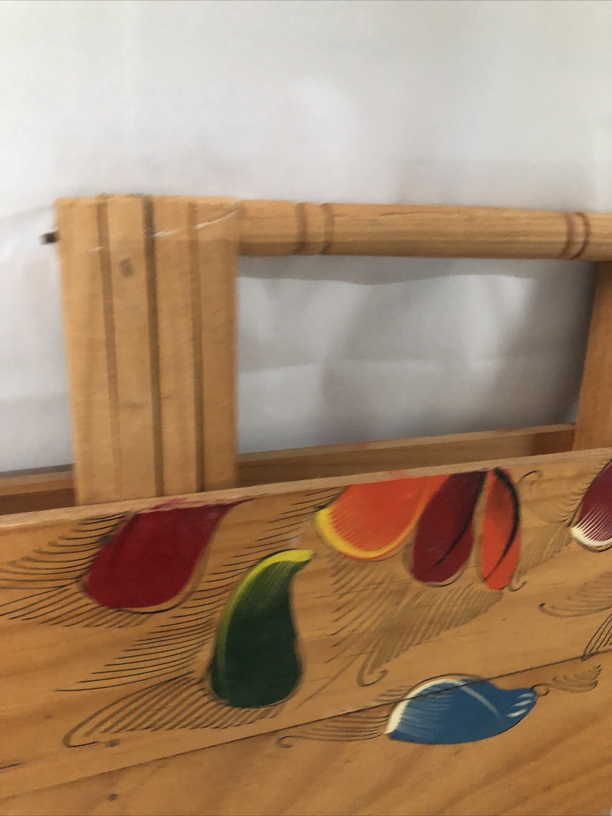 Rare Handmade Cedar Folding Table W/design Wooden End table light weight