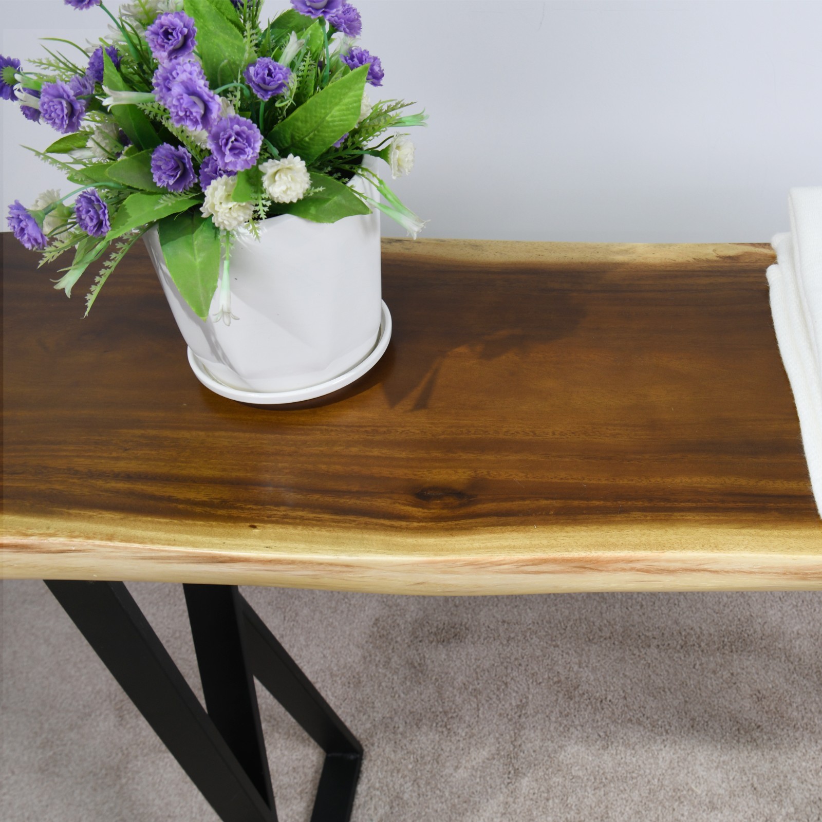 Rustic Suar Wood Console Table Natural Edge Sofa Table for Living Room Entryway