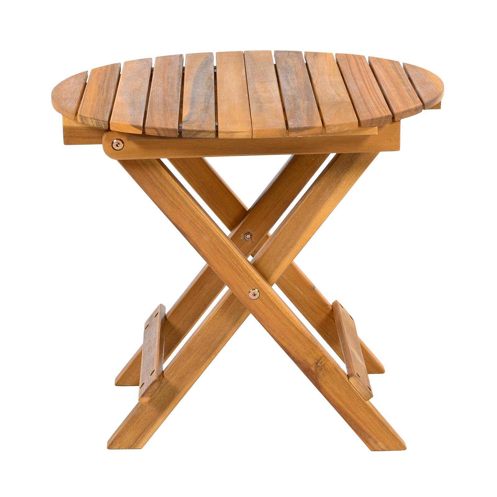 Foldable and adjustable outdoor acacia wood side table (teak veneer)