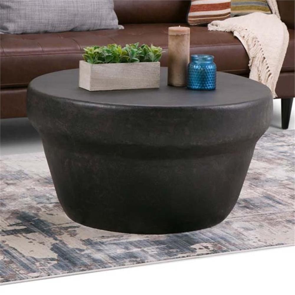 Simpli Home Garvy Industrial 33 ” Metal Coffee Table in Rustic Bronze