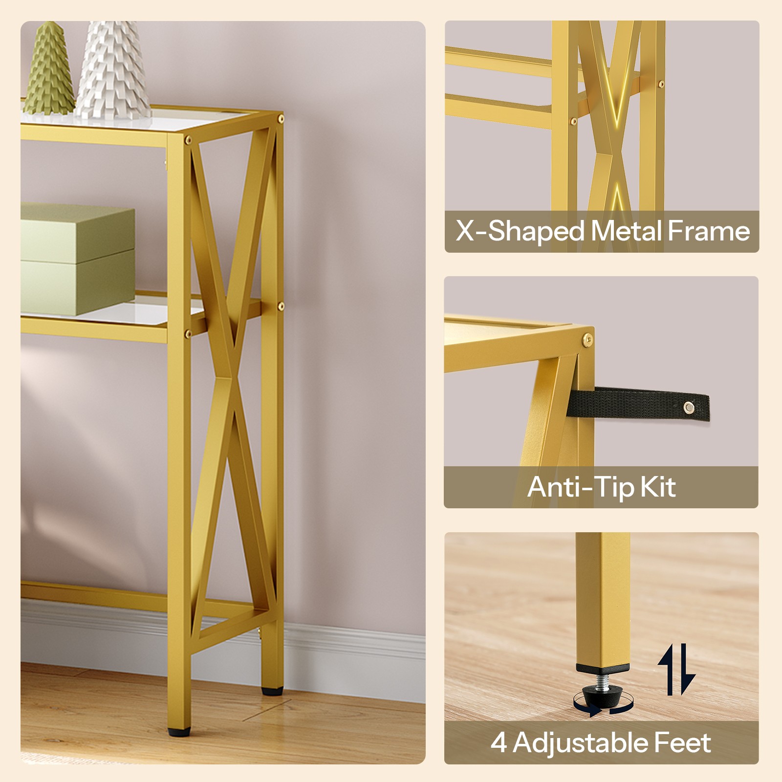 Console Table Sofa Table Side Table Entryway Table Gold 39.4”L x 9.8”W x 31.5”H