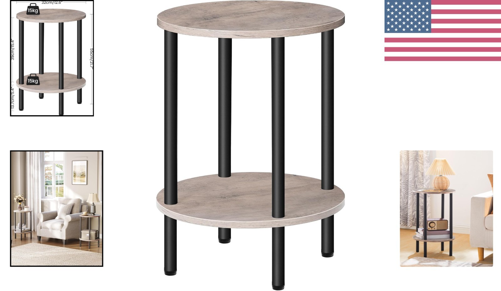 Chic Small Round Coffee Table with Dual-Tier Storage – Perfect for Any Room