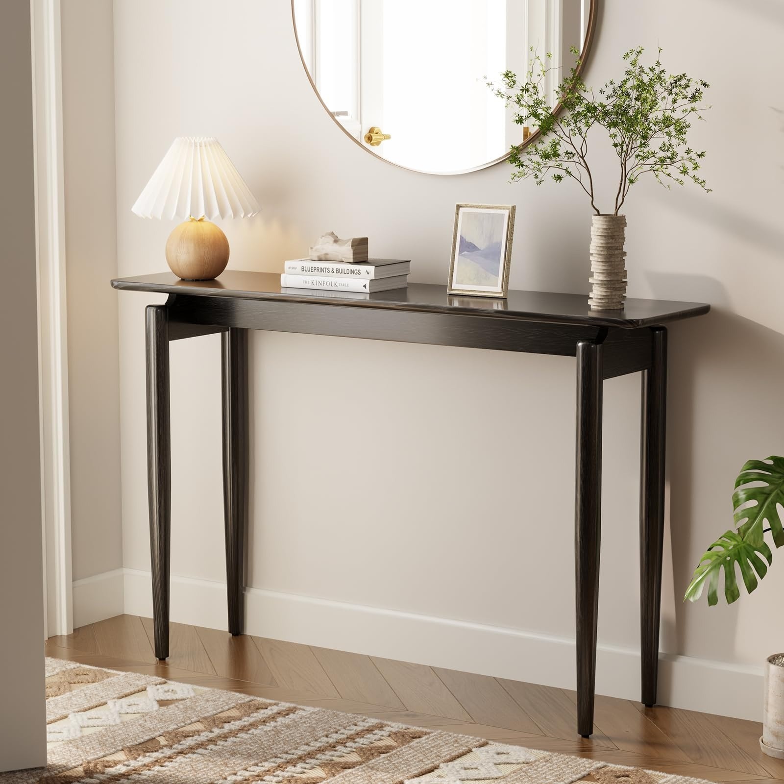 Wood Console Table White Entryway Table, Thin Console Table, Sofa Tables 39.4 in
