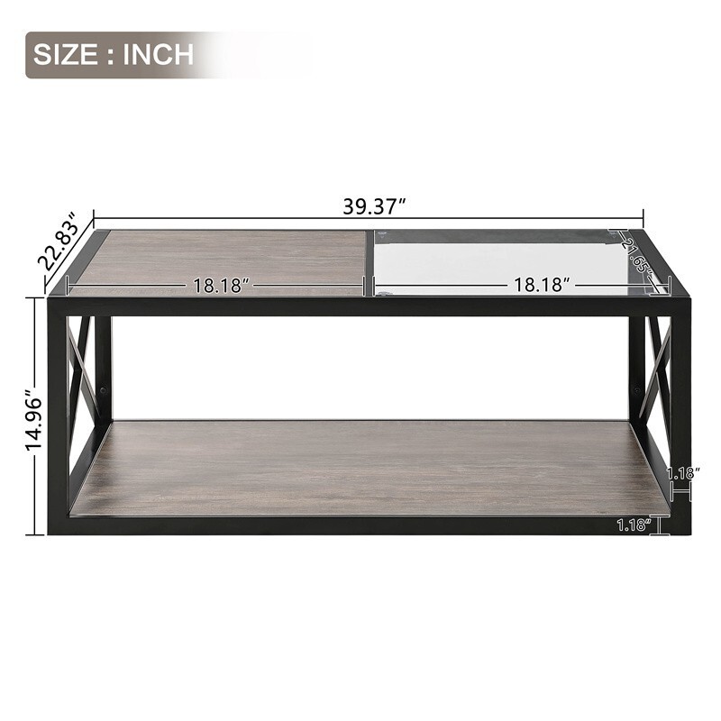 Modern Coffee Table Center Table Rustic Wood Grain MDF w/Storage for Living Room