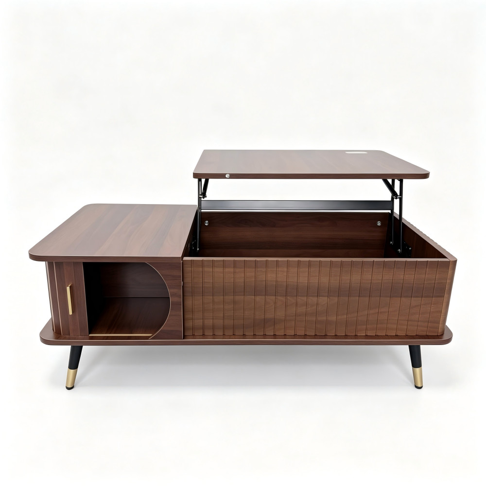 Wood Lift Top Coffee Table Lift Tabletop Dining Center Table for Living Room