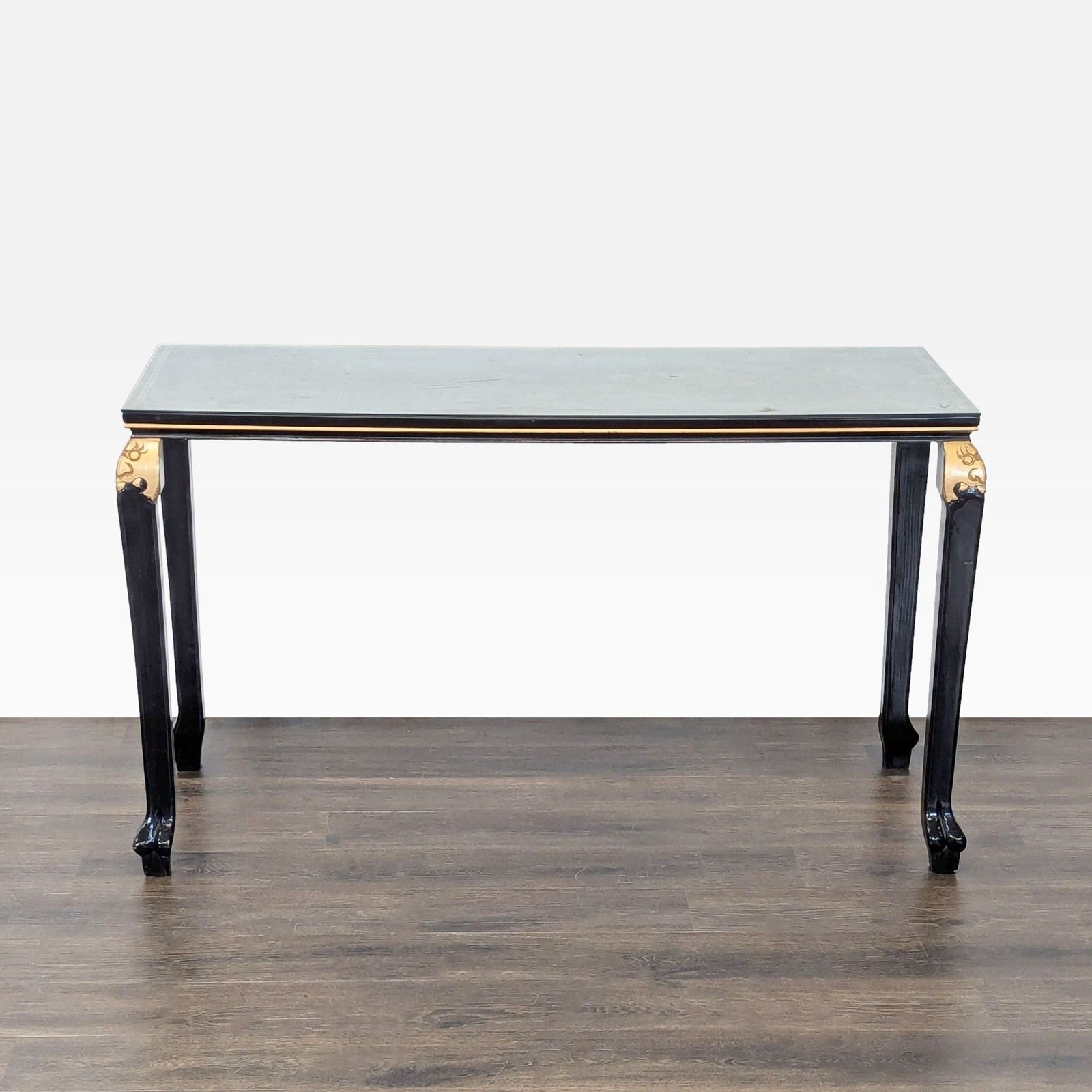Custom Black Lacquer Chinoiserie Console Table