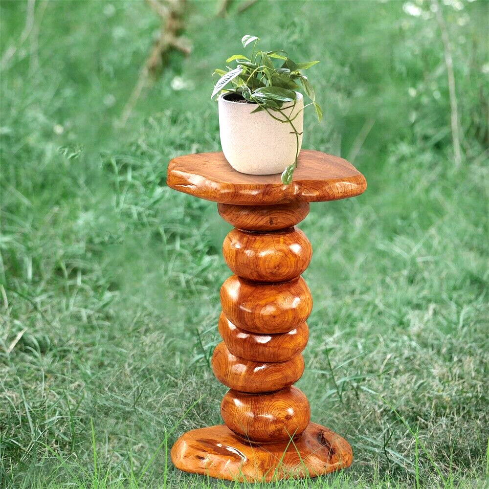 GREENAGE Cedar Roots Multibeads Stand Stool Tree Stump Side Table 23.6″ H Rustic