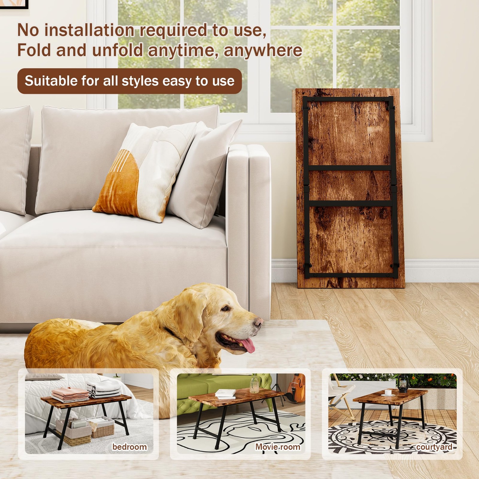 Foldable Rectangular Coffee Table – Stylish and Functional Folding Table for …