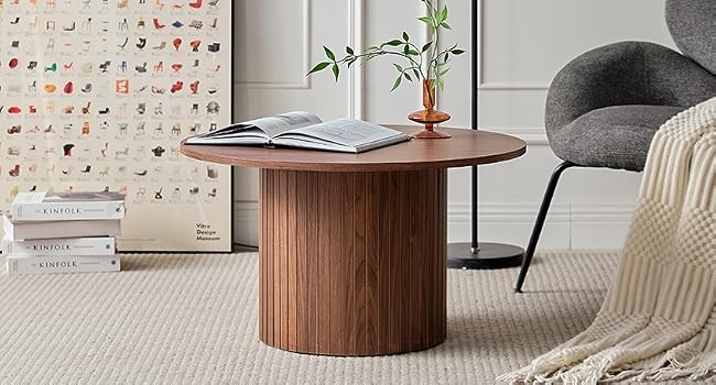 Round Nesting Coffee Tables for Living Room, Set of 2, Natural | φ27.6 + φ15.8