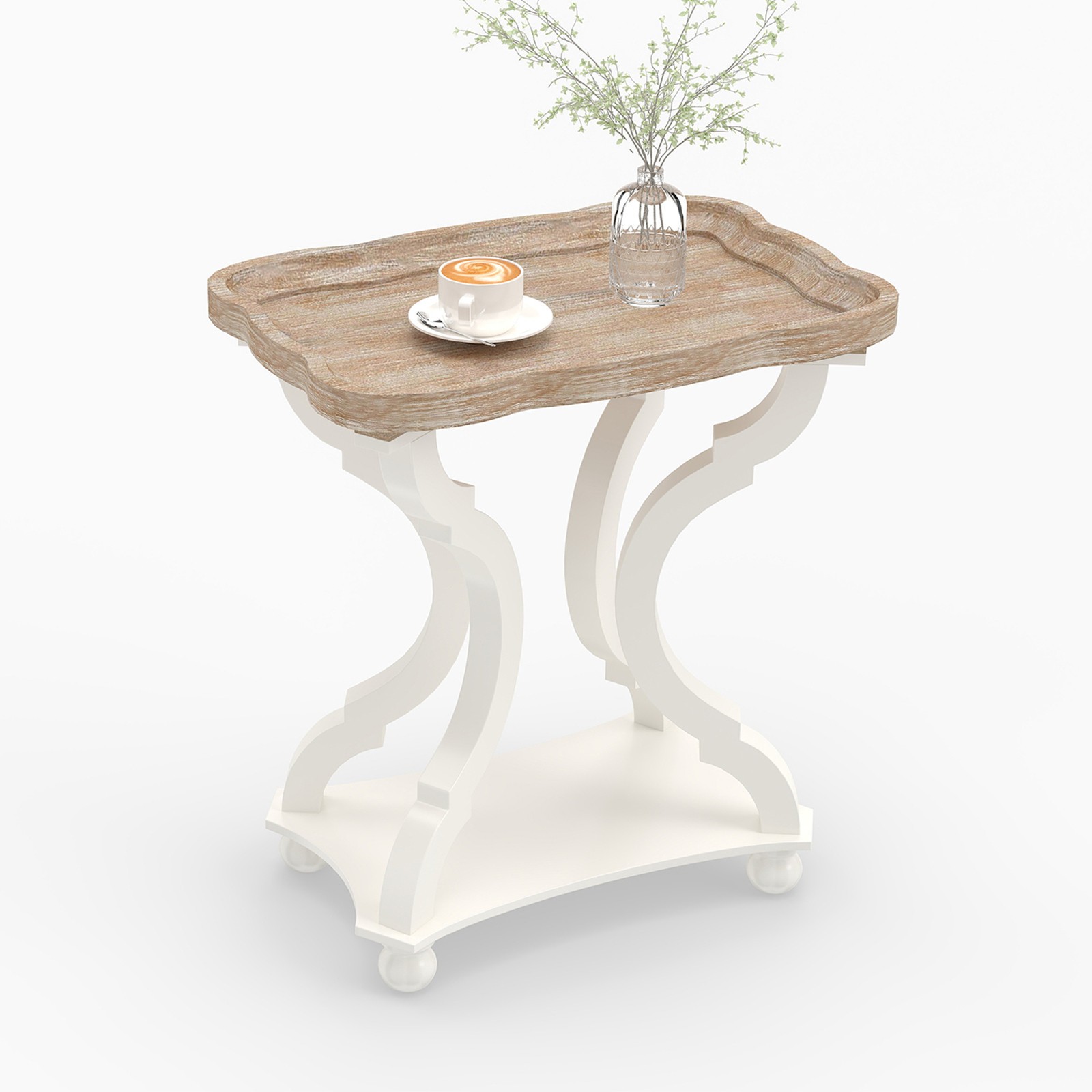 Farmhouse End Table, French Country Distressed End Tables for Living Room
