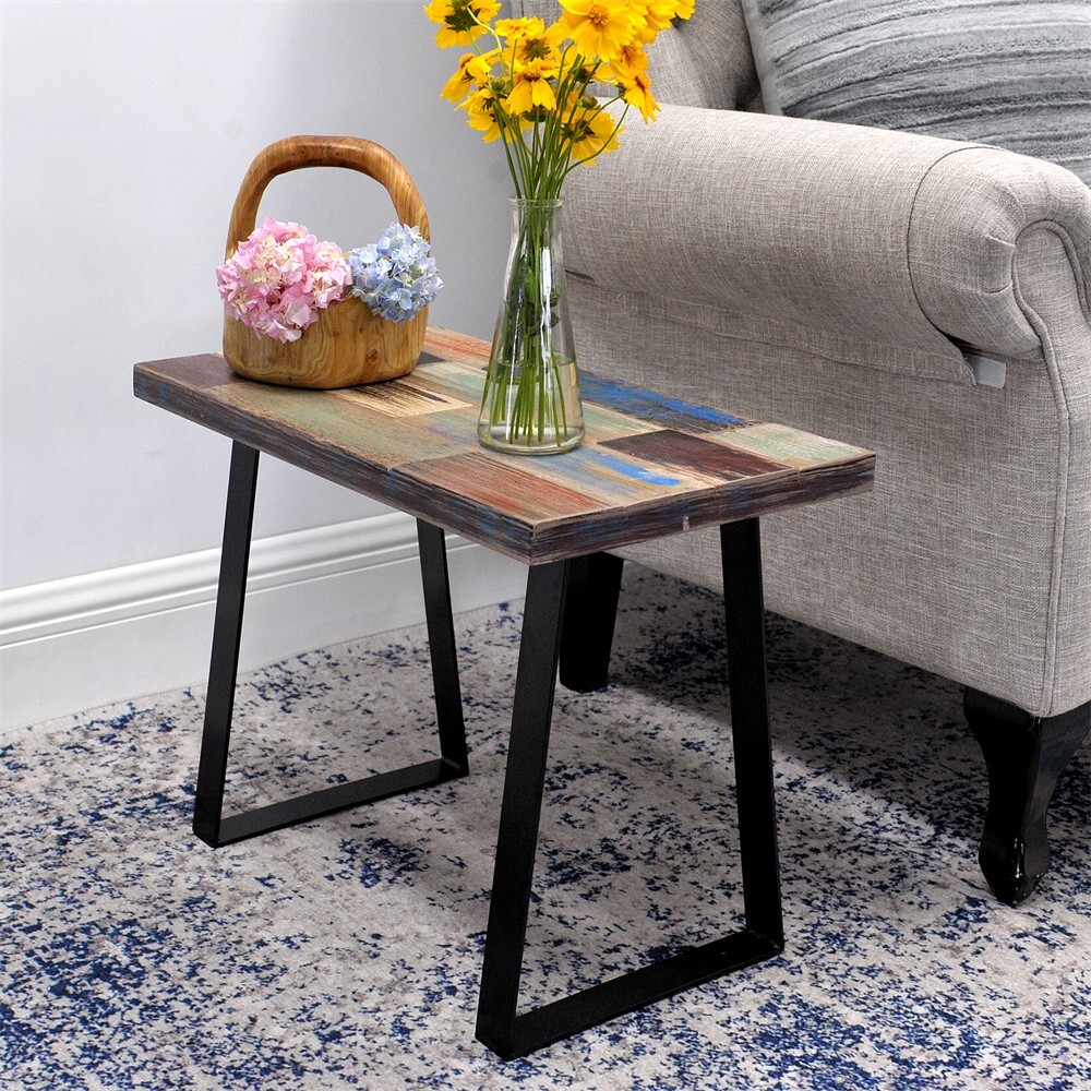 Greenage Side Table Reclaimed Wood Small Accent Coffee End Table Rectangular