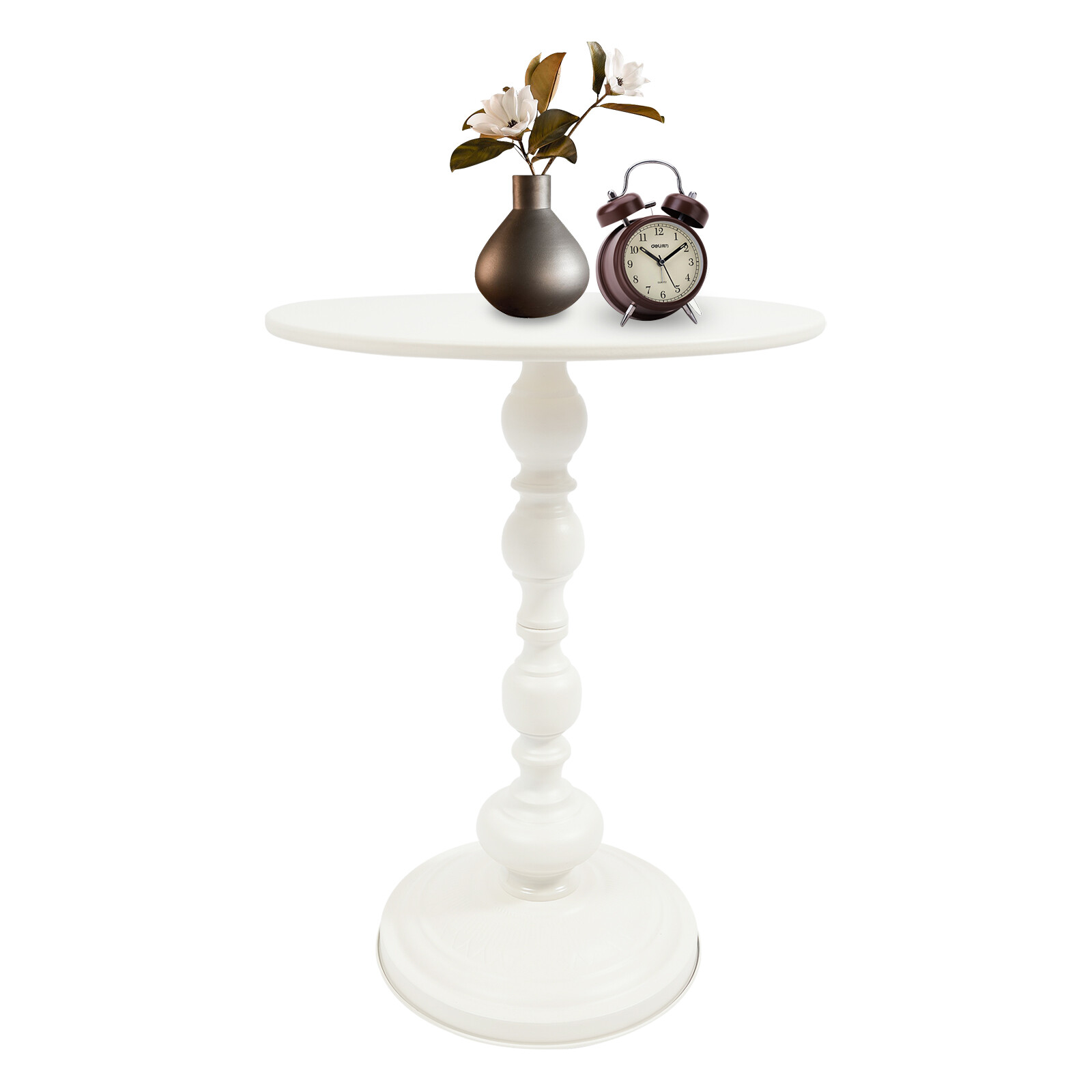Round Side Table Retro Coffee End Table Small Accent Pedestal Table White Home