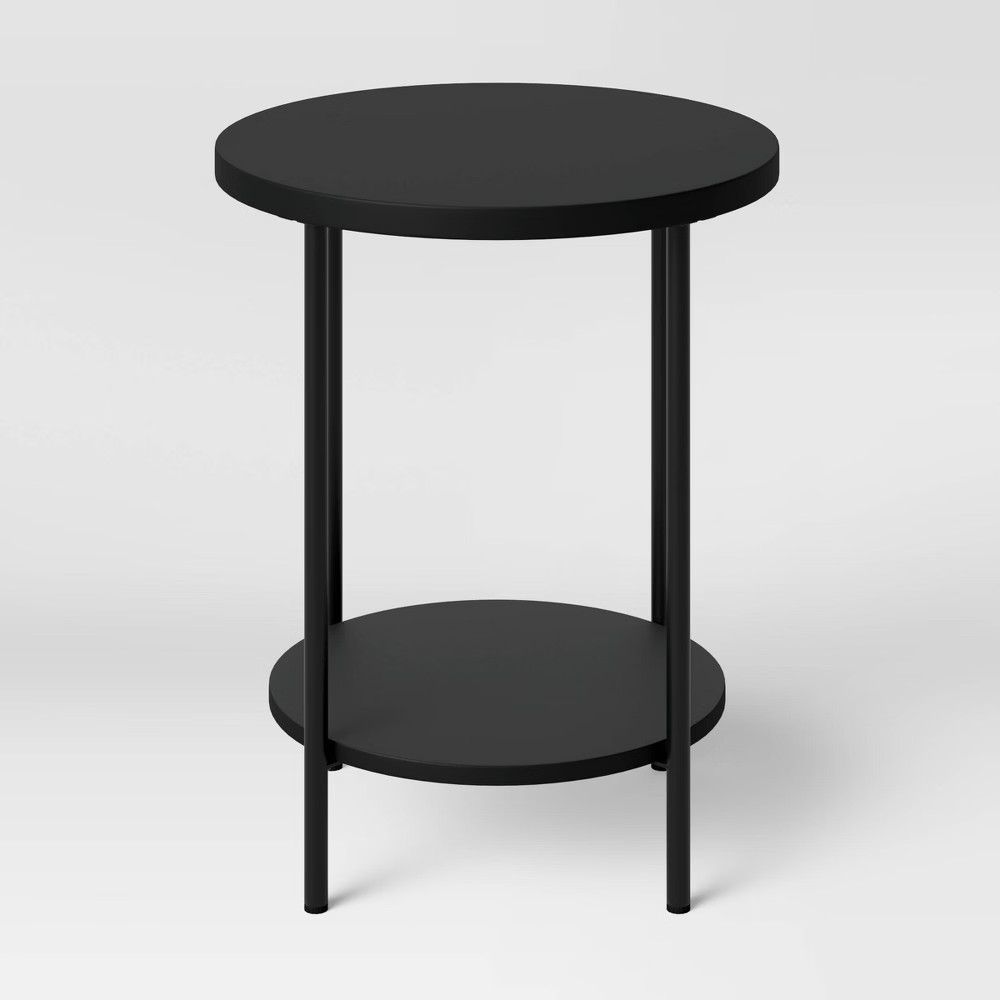 Wood and Metal Round End Table Black – Room Essentials