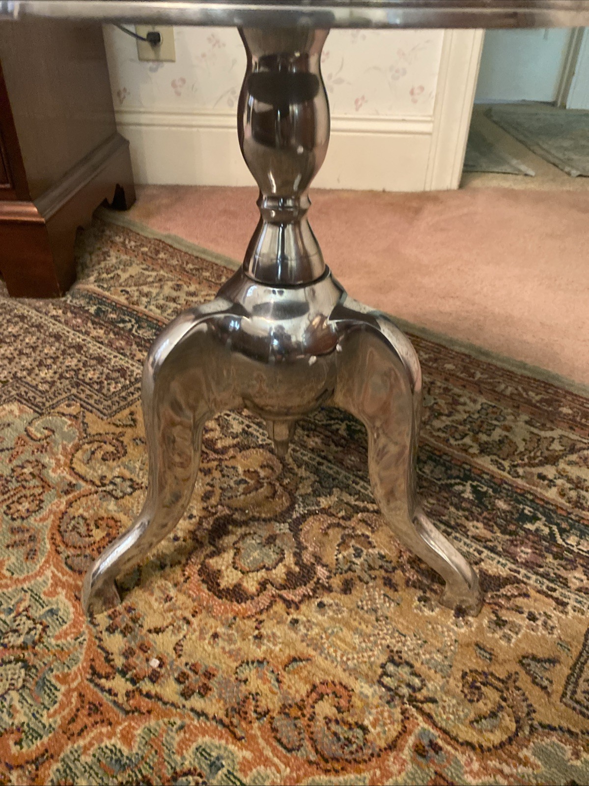 Modern Sculptural Aluminum Pedestal End Table Contemporary Designer 17.5” India