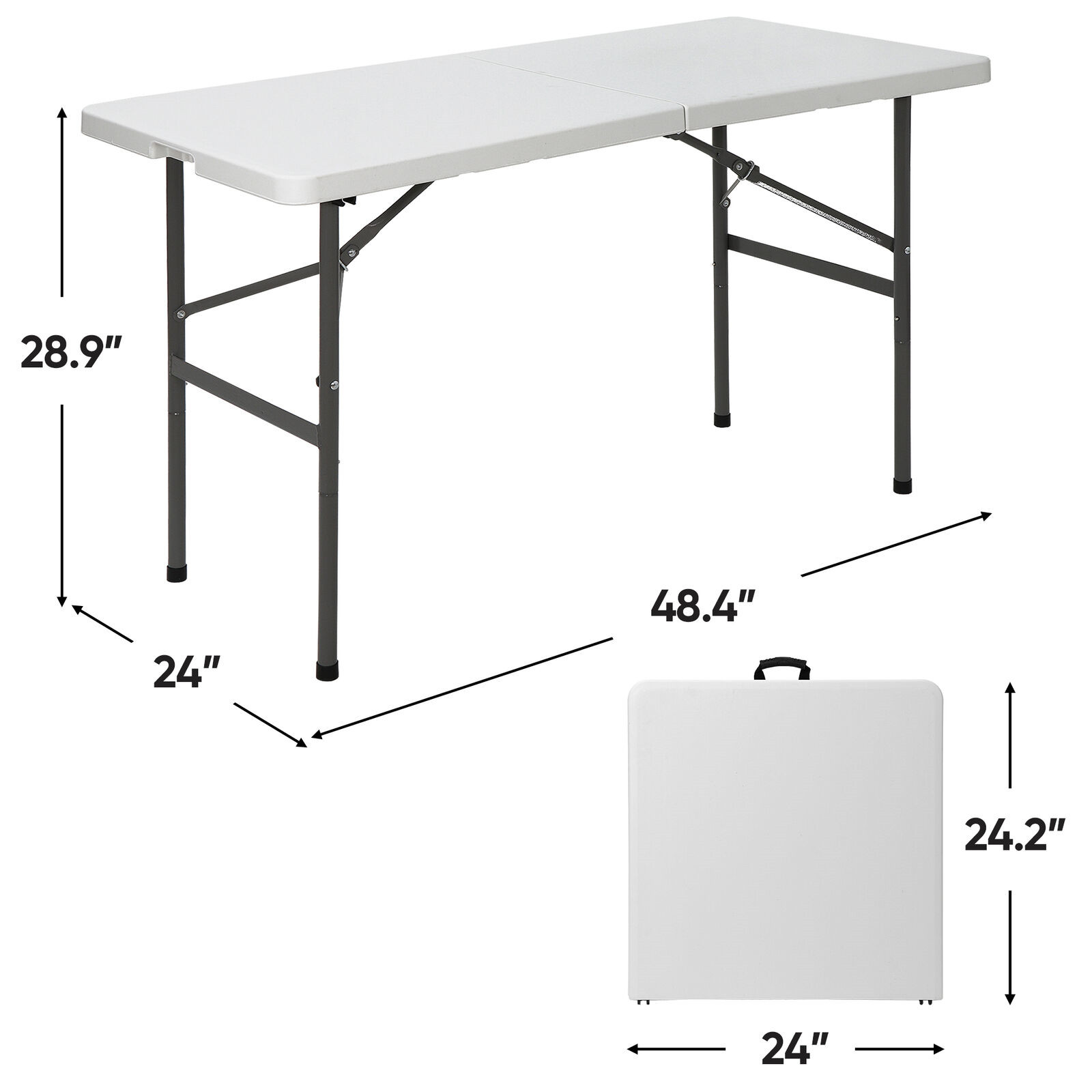 4ft Plastic Folding Table Camping Table for Picnic BBQ Indoor Outdoor White