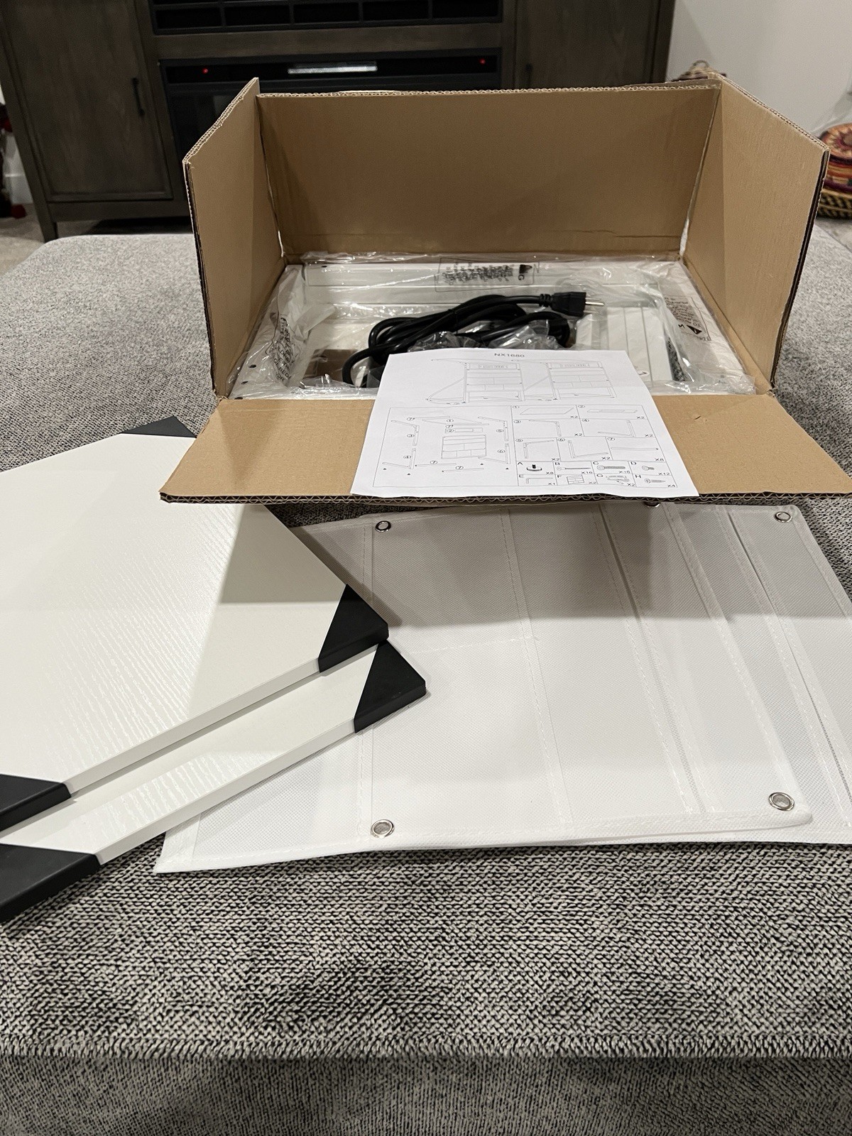 NX1680 White Standing Printer Desk, Metal Freestanding 26”H x 12”W – Set of 2