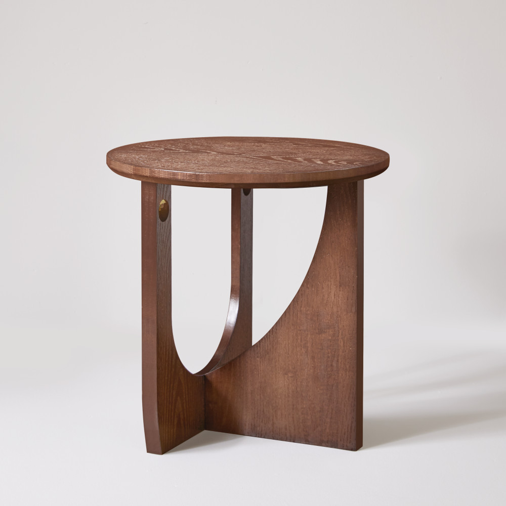 2-Piece Solid Wood Edge Table Set, Natural Wood, Minimalist Center Table