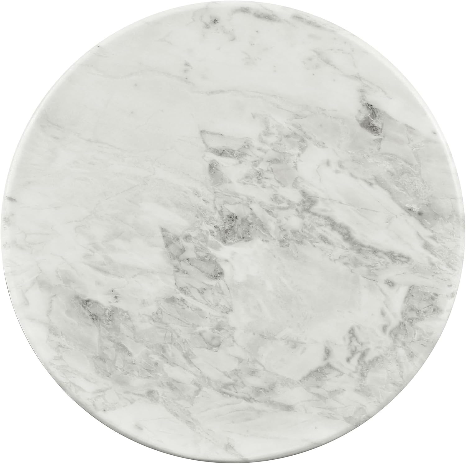 Art Deco White Marble End Table with Grey Veining – Genoa Collection 18