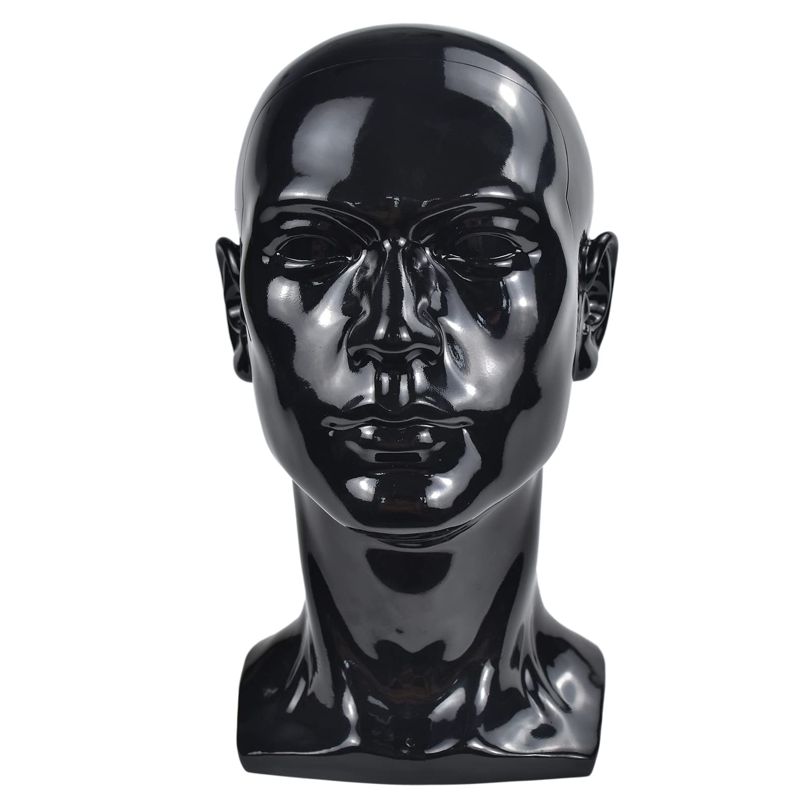 MIAOMANZI PVC Mannequin Head Black Male Manikin 1 Count (Pack of 1), black