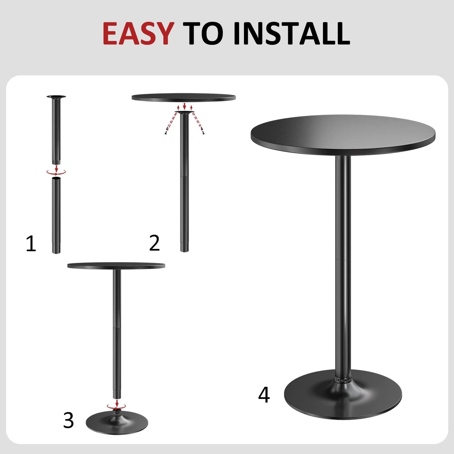 Bistro Pub Table 2 Pack Round Bar Height Cocktail Table Metal Base MDF Top