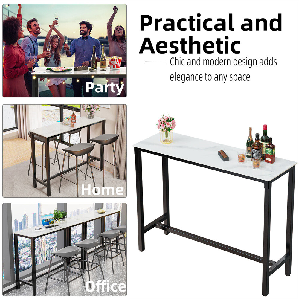 48″ Long Bar Table Easy Clean Breakfast Table Kitchen Counter Table Anti-scratch
