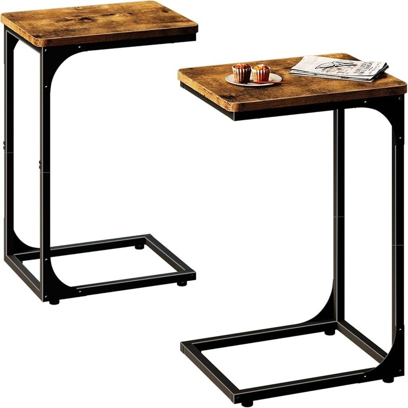 C Shaped Side Tables Set of 2 Living Room Bedroom Couch Tray End Tables New