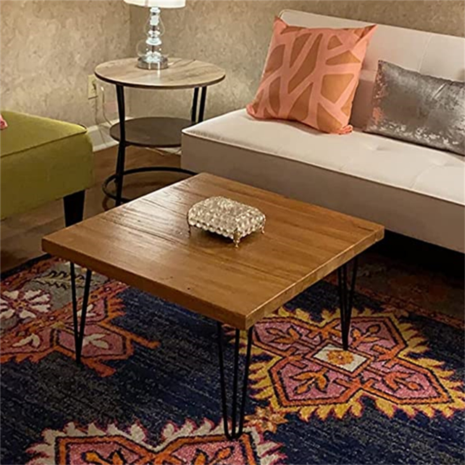 Rustic Square Old Pine Wooden Coffee Table Home Furniture for Living Room Decor