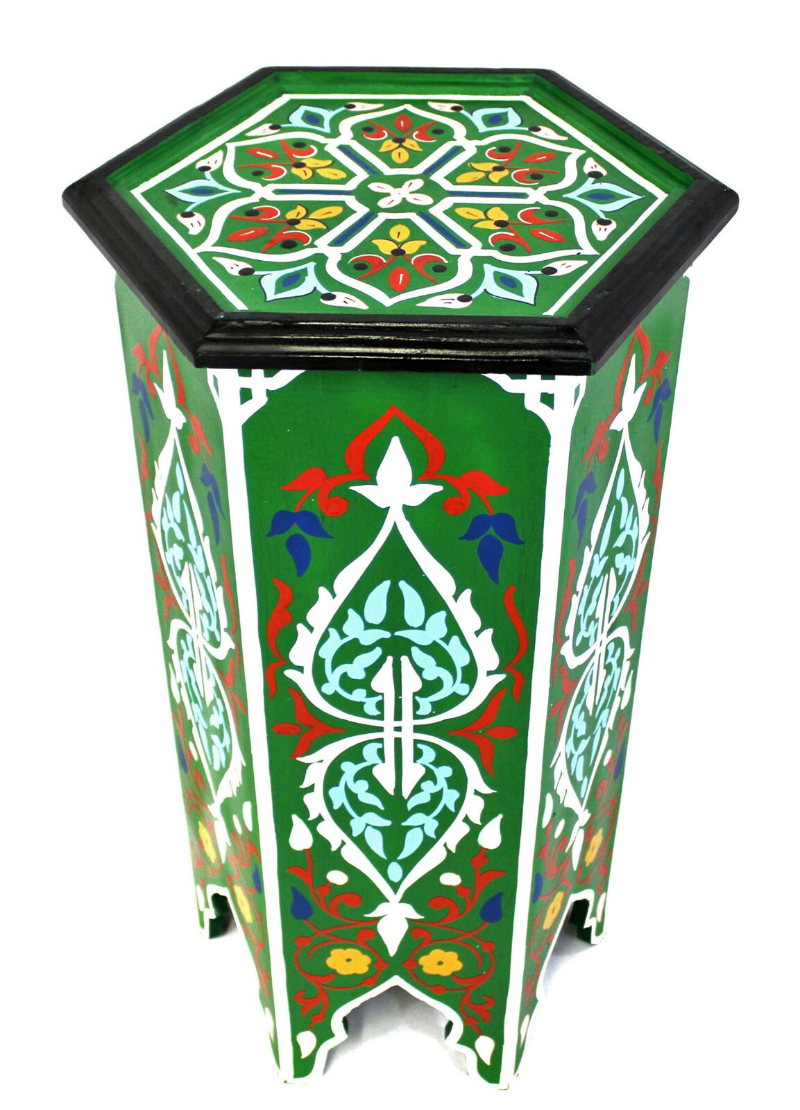 Moroccan Pedestal Table Painted Solid Tall Green Handmade Authentic Home Decor